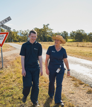 Nurses near give way sign